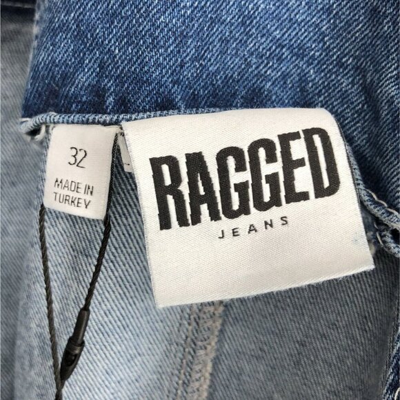 NWT The Ragged Priest Women's Denim Dude Overalls 32 Mid Blue Embroidered Logo - Picture 4 of 10
